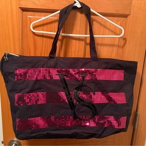 Victoria’s Secret Black w/ Pink Sequins Tote Bag